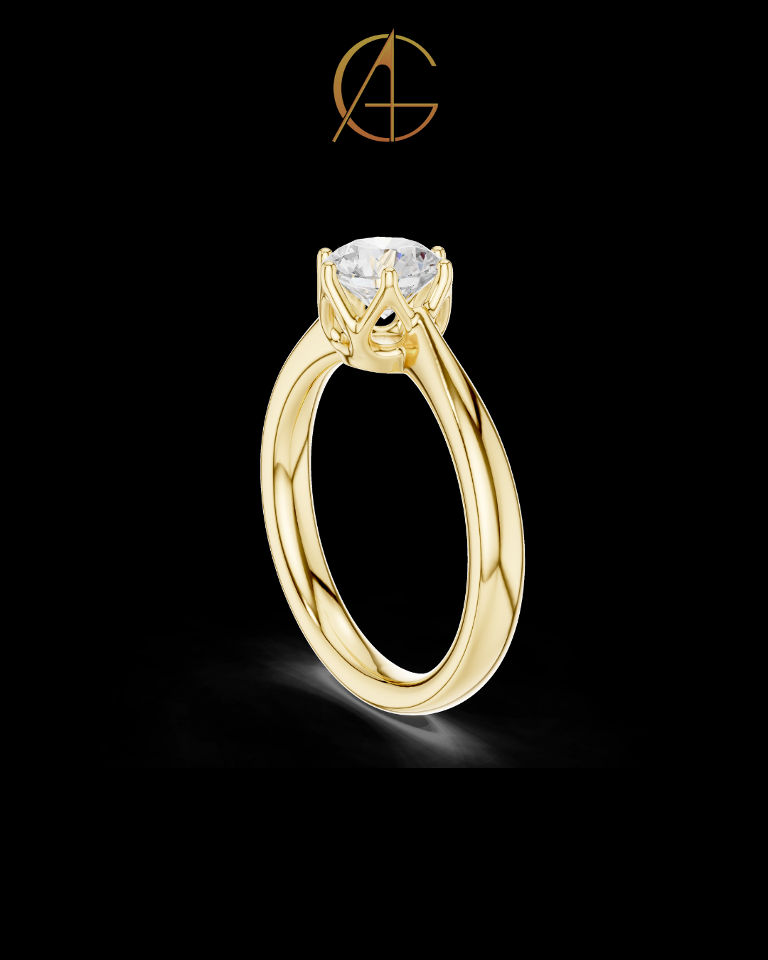0.9 TCW Luxury Solitaire Ring with Brilliant Round Center Moissanite Diamond Six Prong Luxury Design For Her