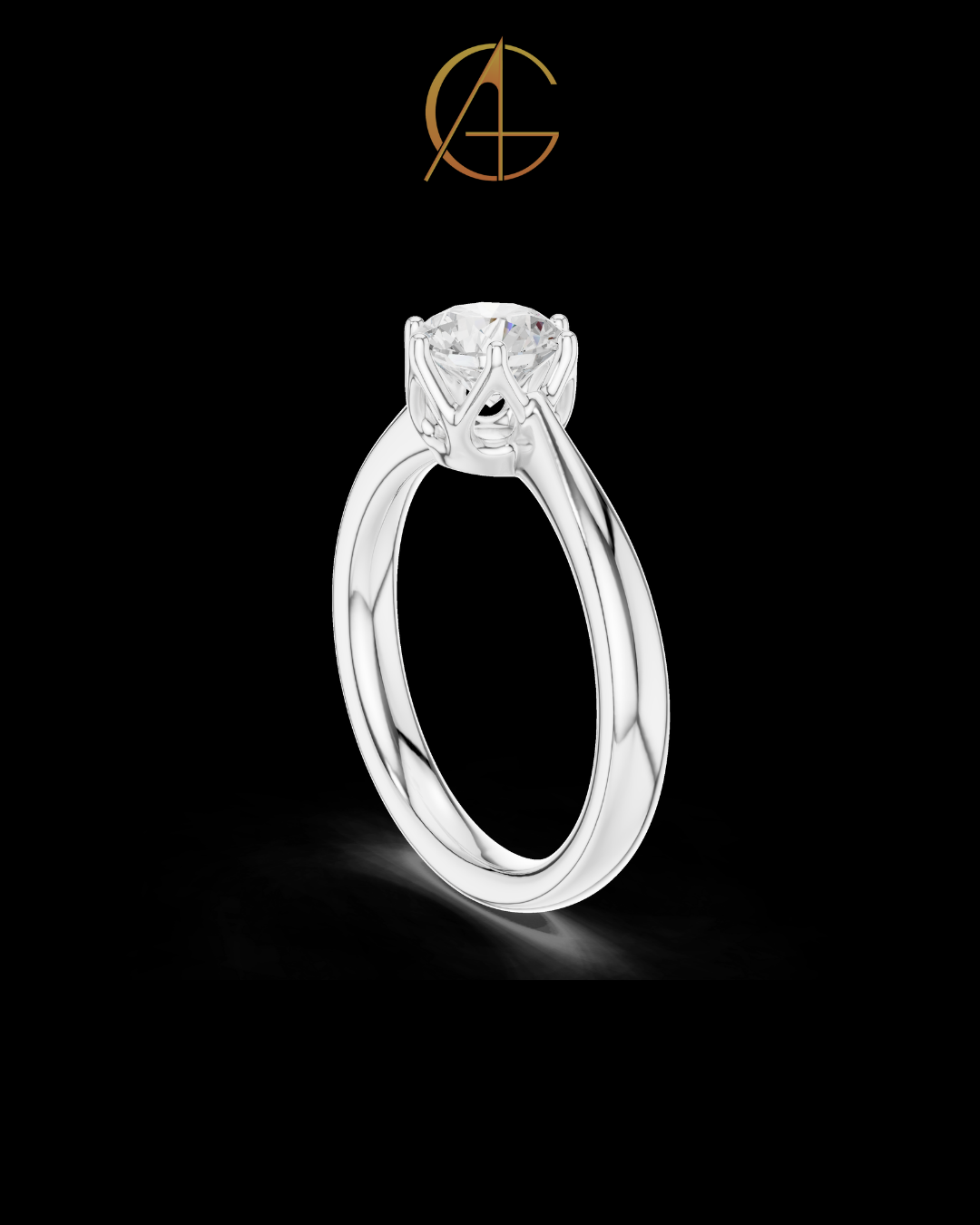 0.9 TCW Luxury Solitaire Ring with Brilliant Round Center Moissanite Diamond Six Prong Luxury Design For Her