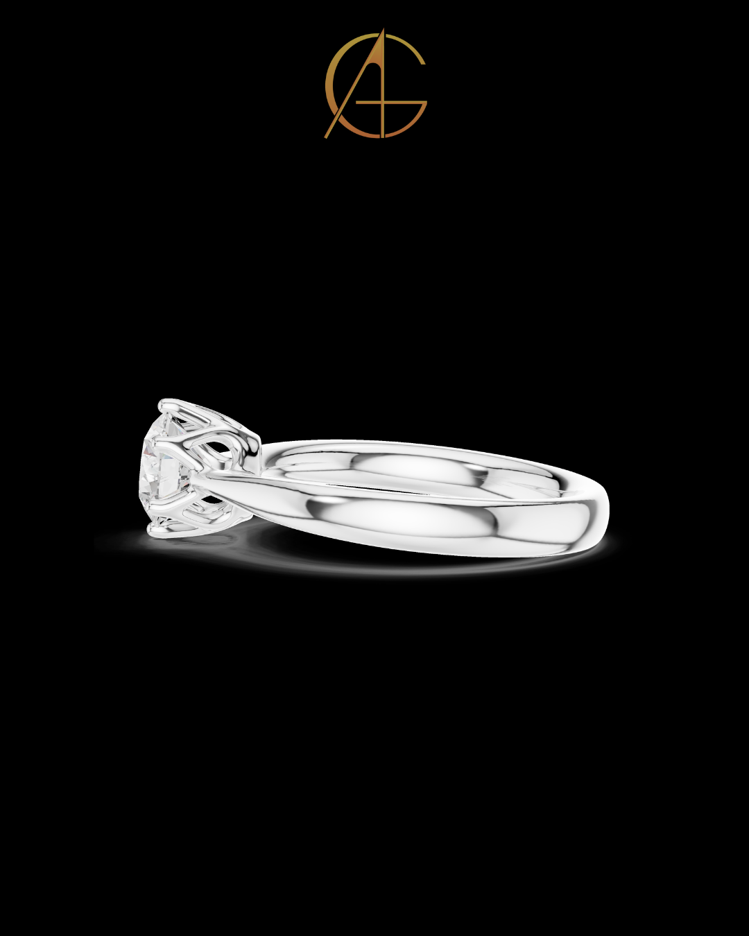 0.9 TCW Luxury Solitaire Ring with Brilliant Round Center Moissanite Diamond Six Prong Luxury Design For Her