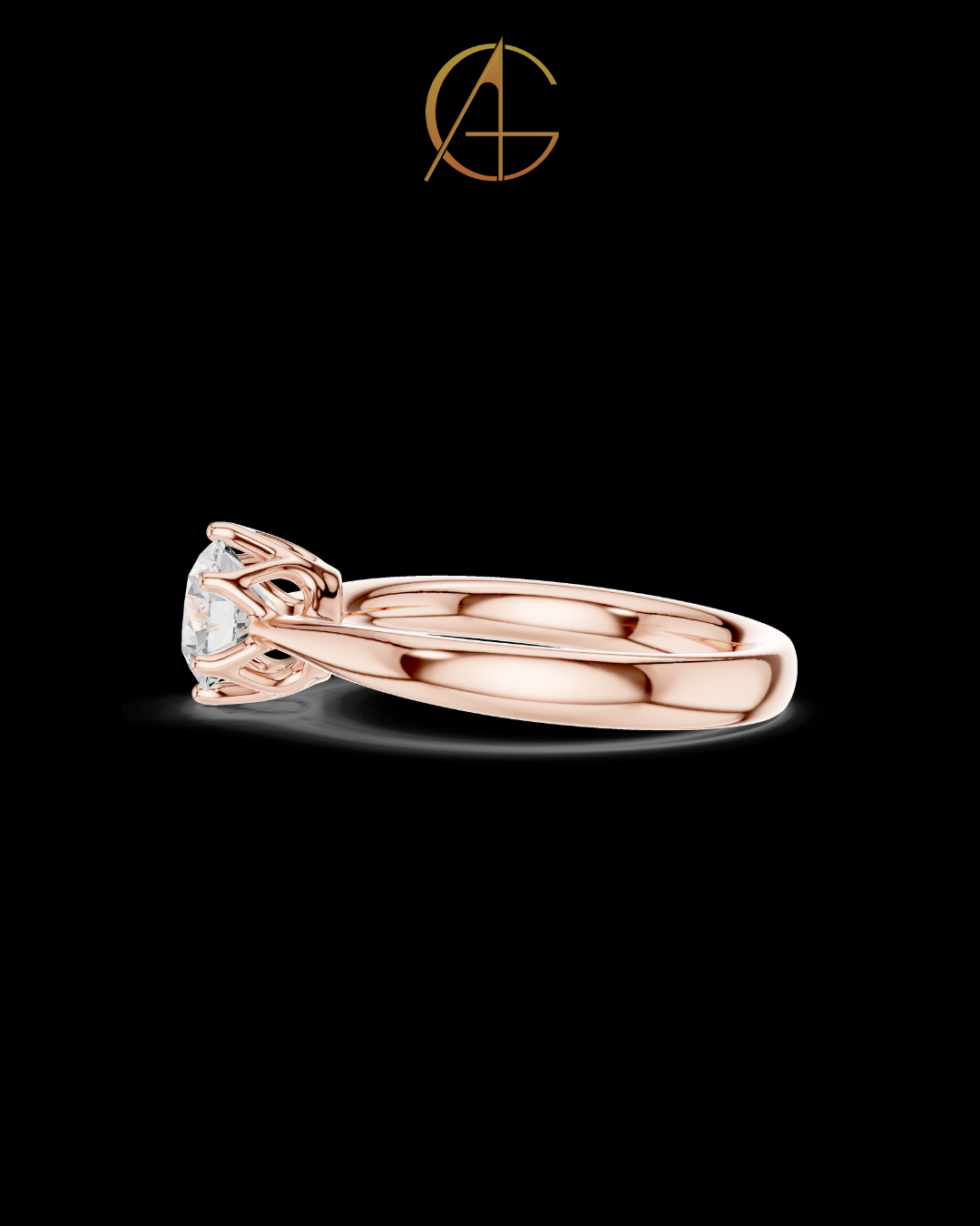 0.9 TCW Luxury Solitaire Ring with Brilliant Round Center Moissanite Diamond Six Prong Luxury Design For Her