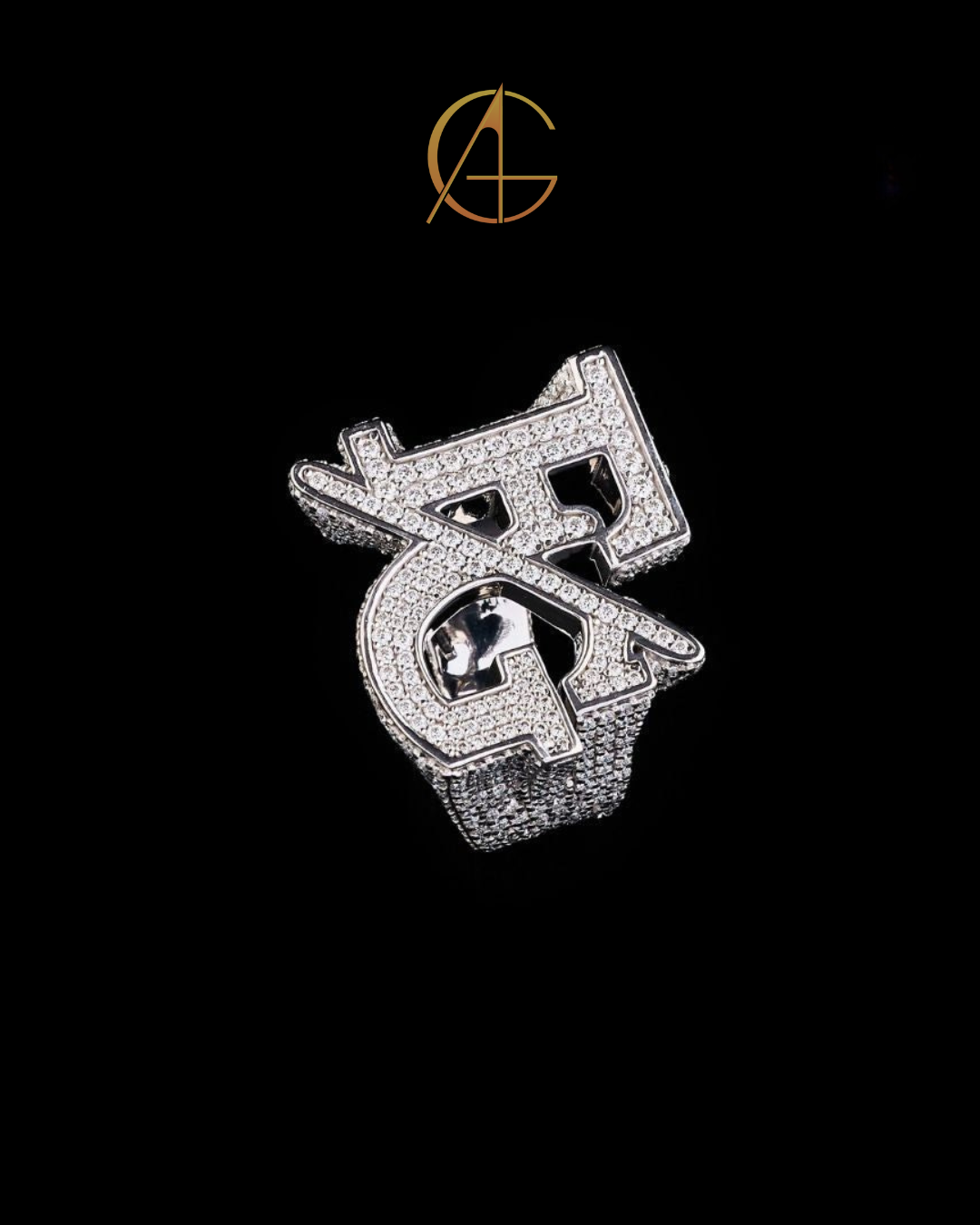 Custom Iced Out Initial Letter Ring – Luxury Hip Hop Moissanite Diamond Personalised Jewelry