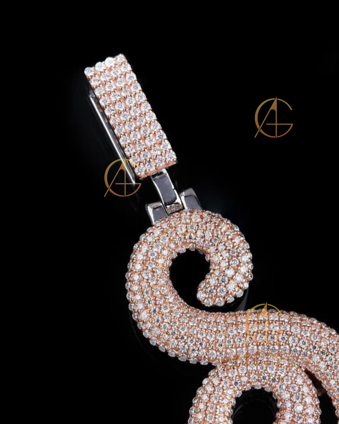 One Letter Pendnet With Two Tone and Moissonite Round Cut diamnd Pendent by Auren