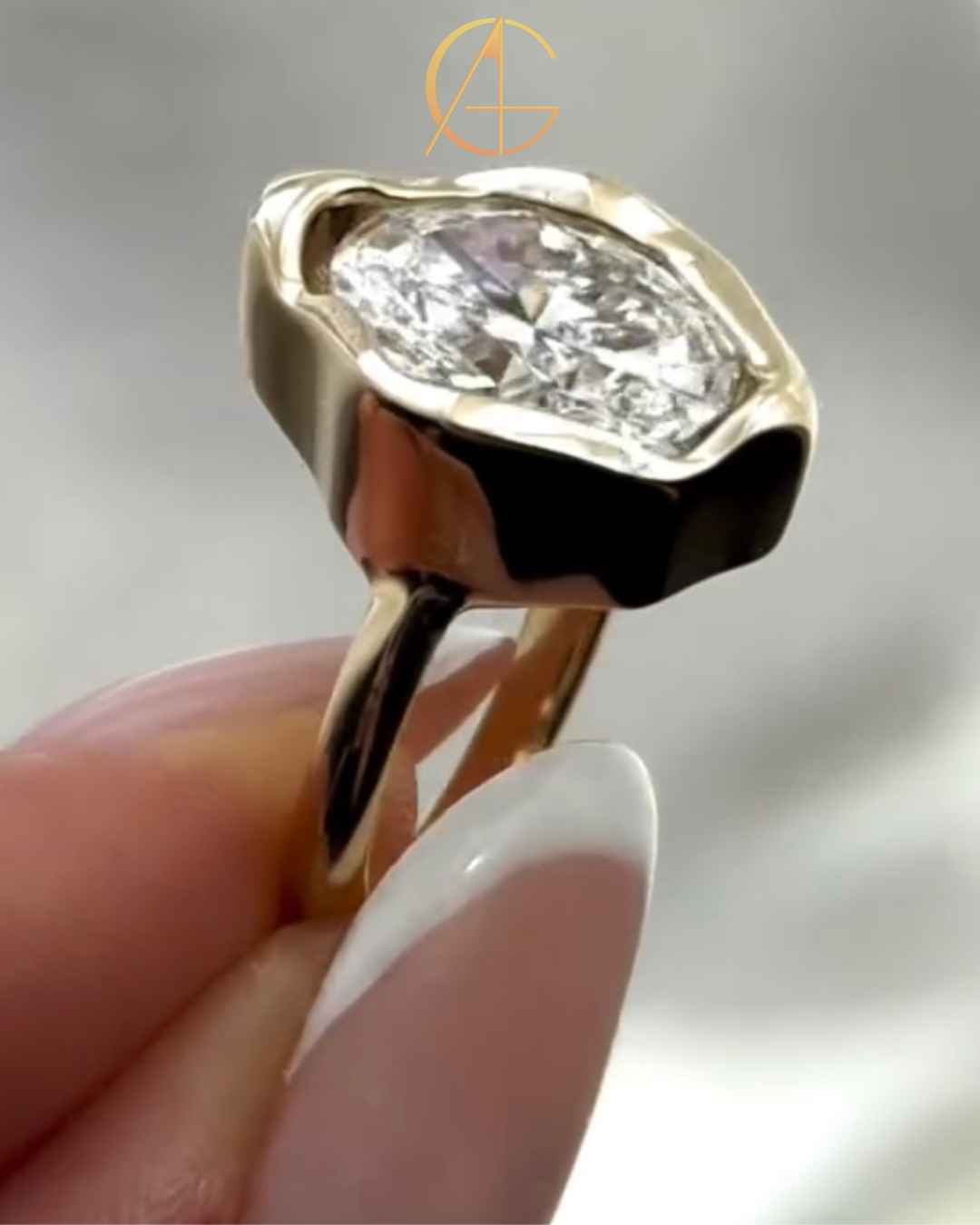2.20 TCW Dazzling Sculptural Bezel Set Oval Cut Moissanite diamond Solitaire Engagement Ring For Her