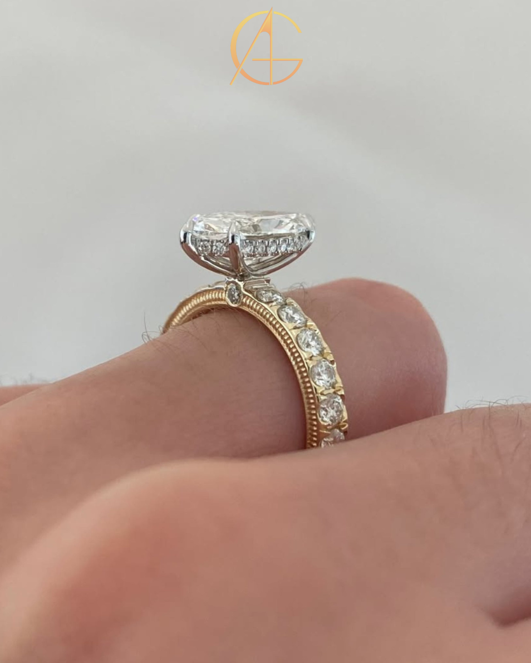 2.35 CT Perfect Moissanite Marquise Cut Diamond Ring With Pave Band For Engagement Jewelry