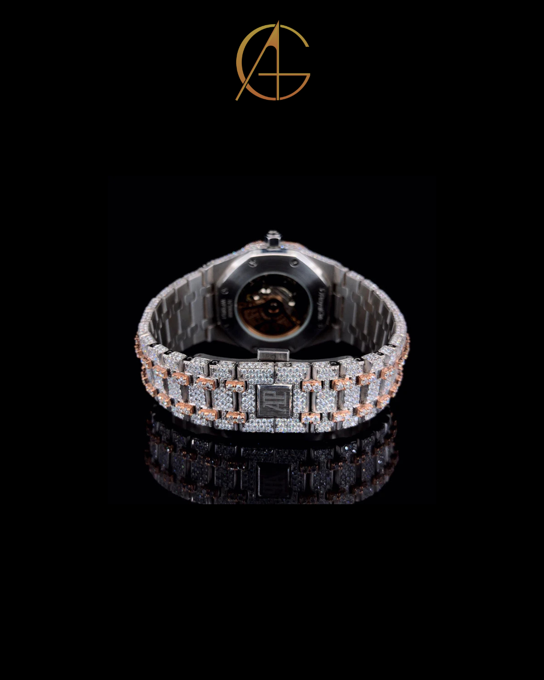 AP Rose White Quartz Movement Moissanite Diamond Watch