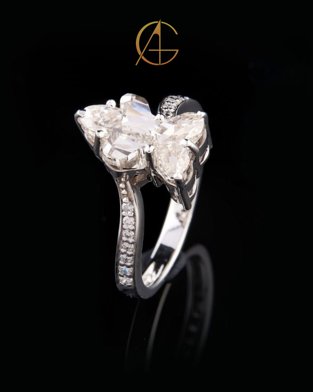 0.80 CT Sparkling Antique Shape Moissanite Silhouette Diamond Ring Vintage Fine Jewelry
