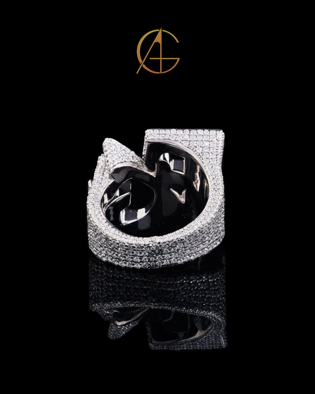 Custom Iced Out Initial Letter Ring – Luxury Hip Hop Moissanite Diamond Personalised Jewelry