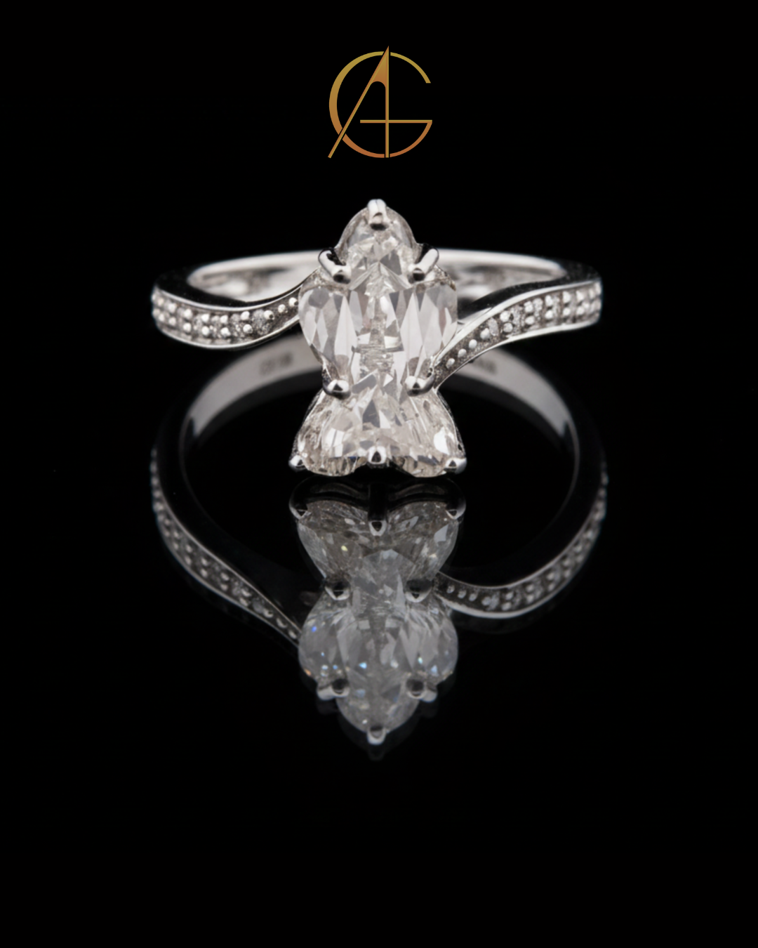 0.80 CT Sparkling Antique Shape Moissanite Silhouette Diamond Ring Vintage Fine Jewelry