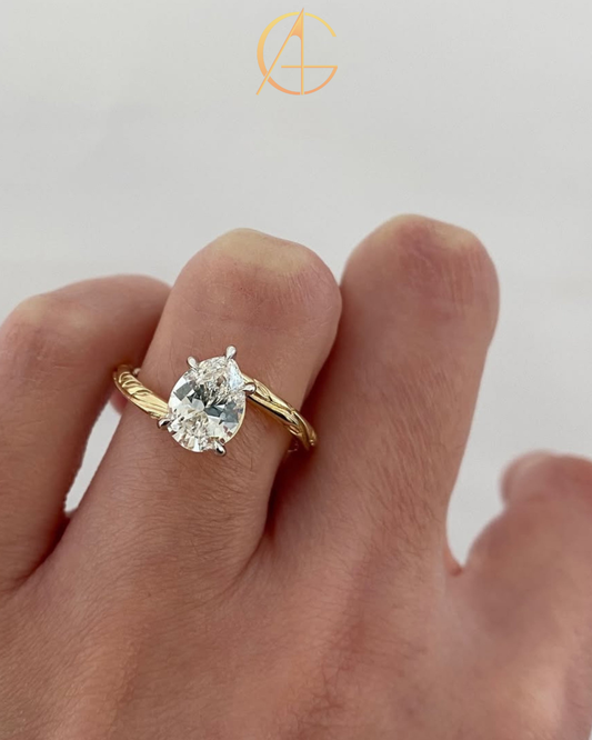 1.75 TCW Dazzling Moissanite Oval Cut Solitaire Diamond Engagement Design Ring