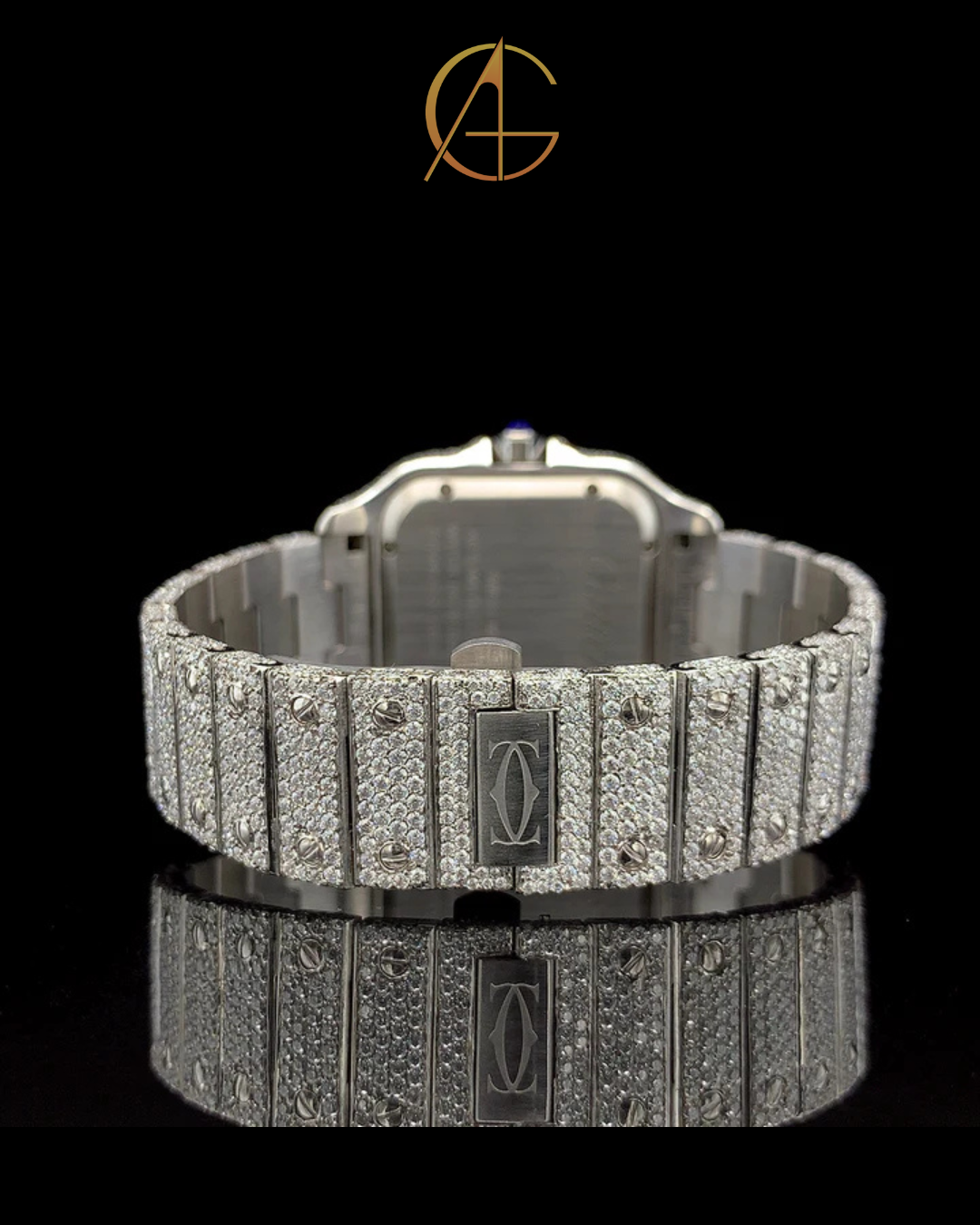 Cartier Silver with Arabic Dial Diamond Watch