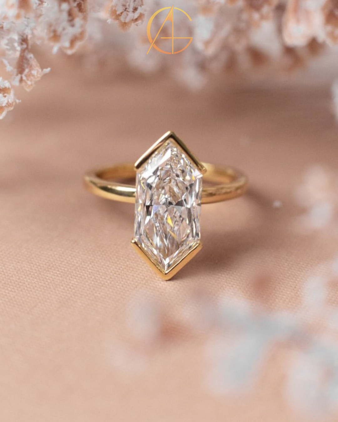 3.00 TCW Iconic Dutch Marquise Cut Moissanite Diamond Half Bezel Set Solitaire Statement Ring For Her