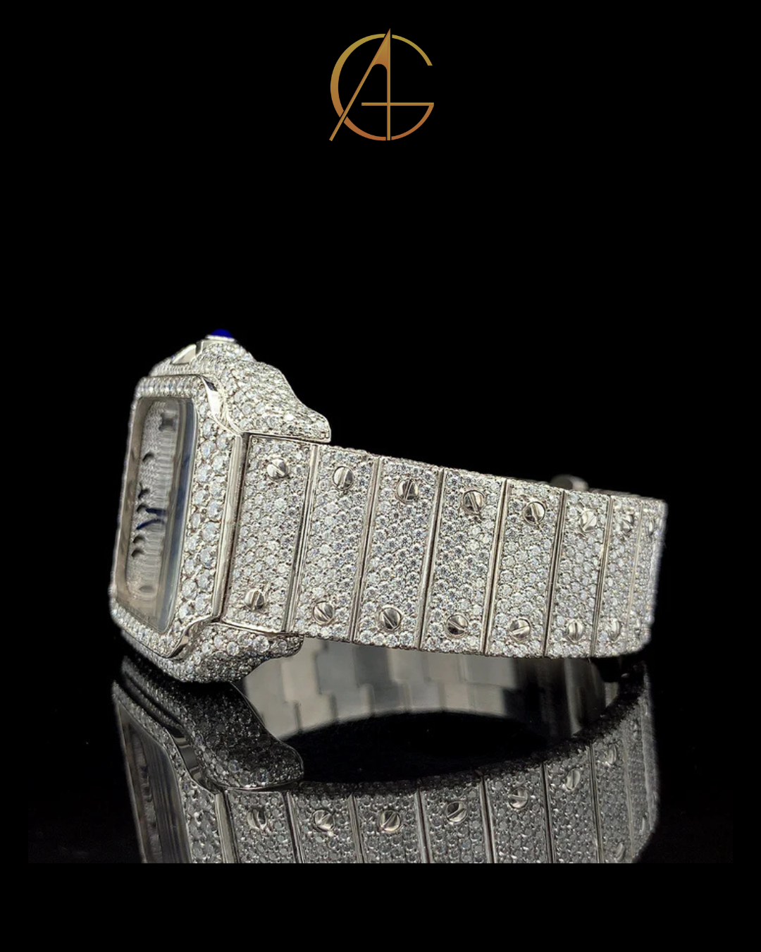 Cartier Silver with Arabic Dial Diamond Watch