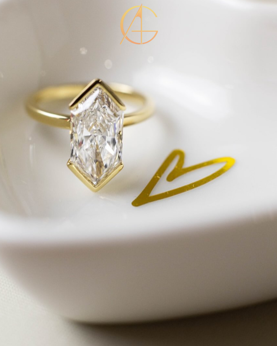 3.00 TCW Iconic Dutch Marquise Cut Moissanite Diamond Half Bezel Set Solitaire Statement Ring For Her