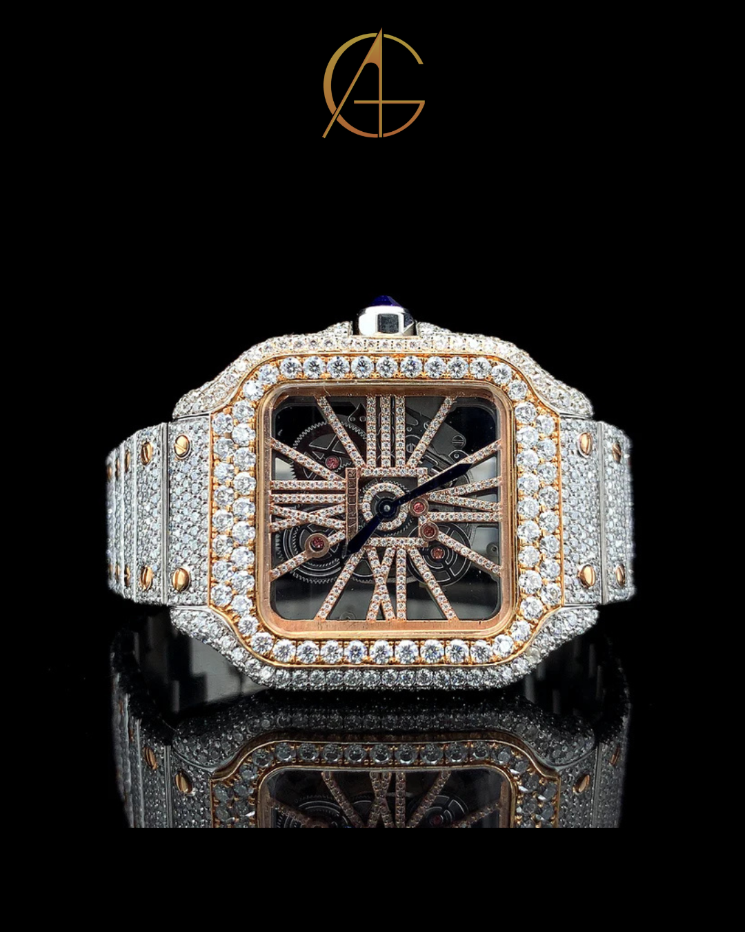 Cartier Skeleton Rose Gold Quartz Movement watch