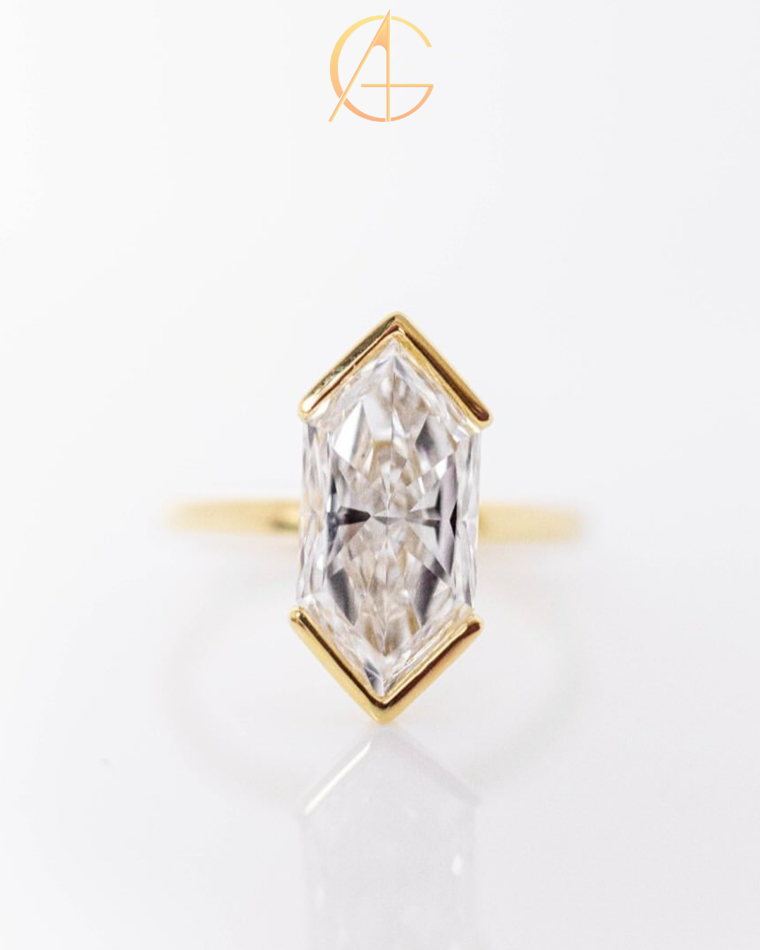 3.00 TCW Iconic Dutch Marquise Cut Moissanite Diamond Half Bezel Set Solitaire Statement Ring For Her