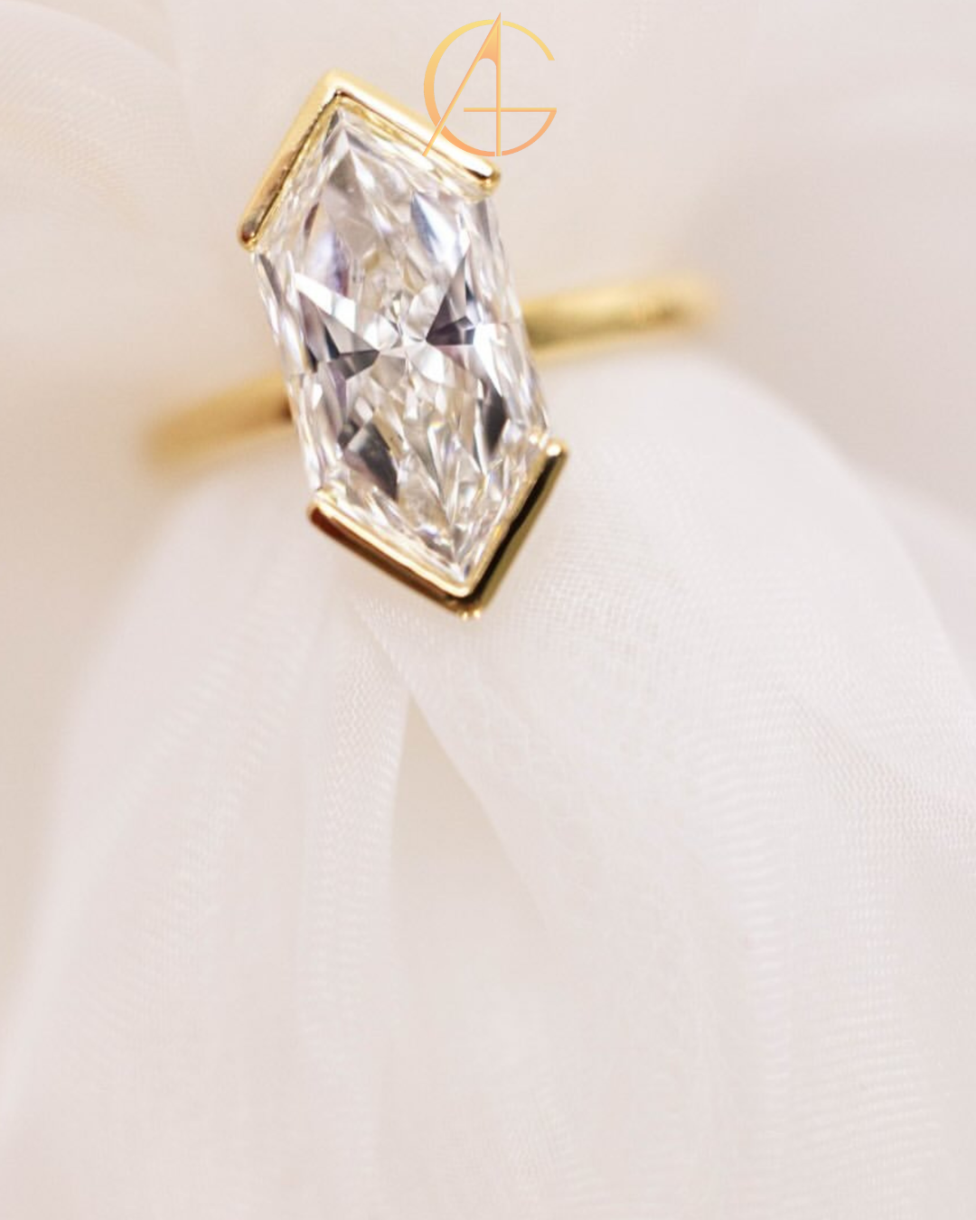 3.00 TCW Iconic Dutch Marquise Cut Moissanite Diamond Half Bezel Set Solitaire Statement Ring For Her