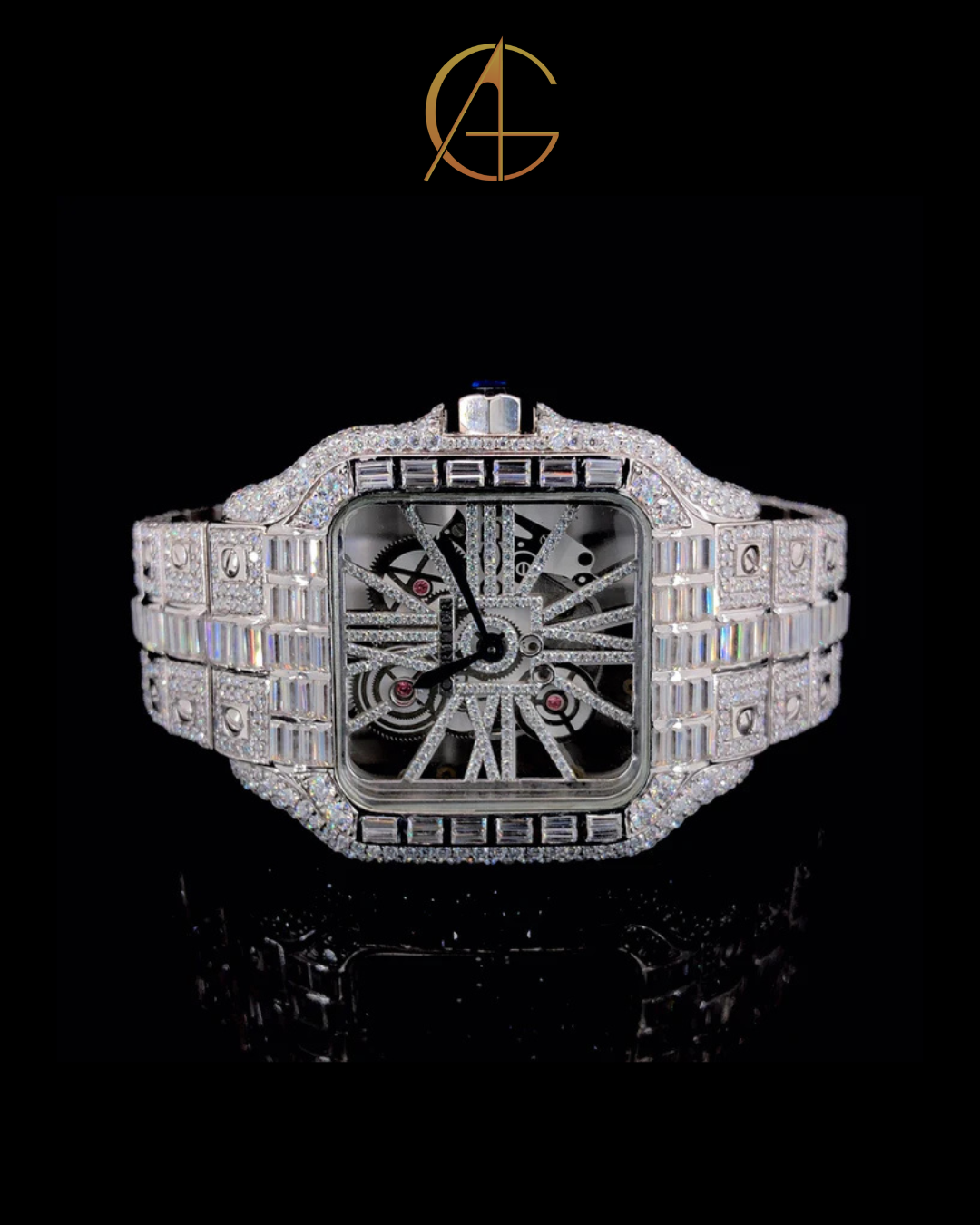 Cartier Skeleton Silver with Baguette Diamond Watch