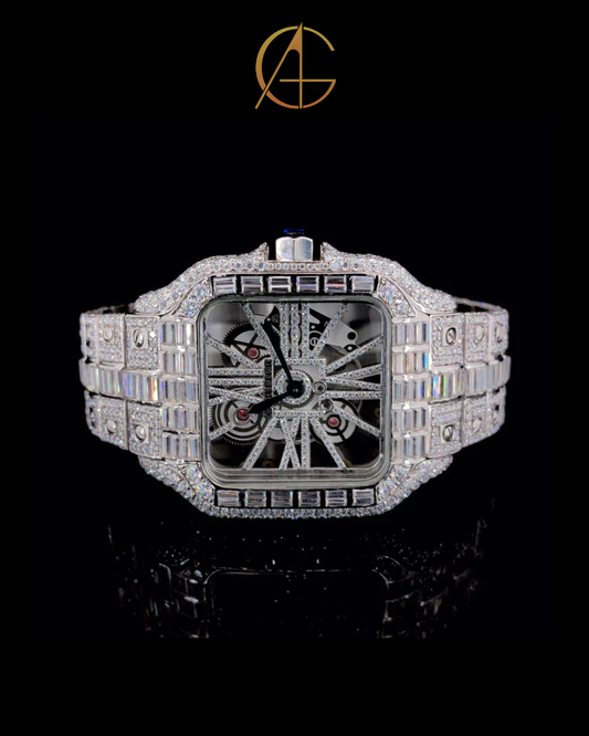 Cartier Skeleton Silver with Baguette Diamond Watch