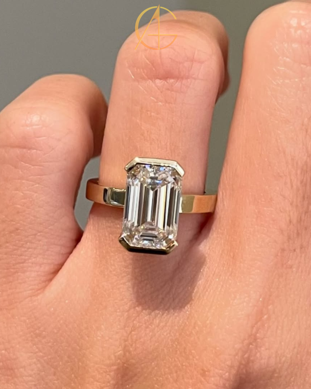 2.7 TCW Smooth Emerald Cut Moissanite Diamond Ring With Refined Modern Elegance