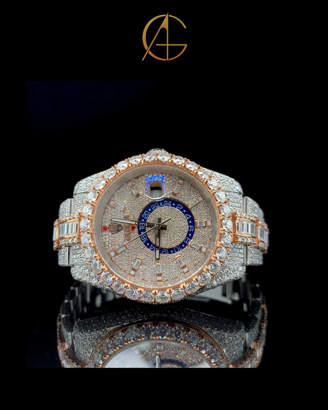 Rolex Rose Silver with Baguette Diamond Balt Watch Regular price