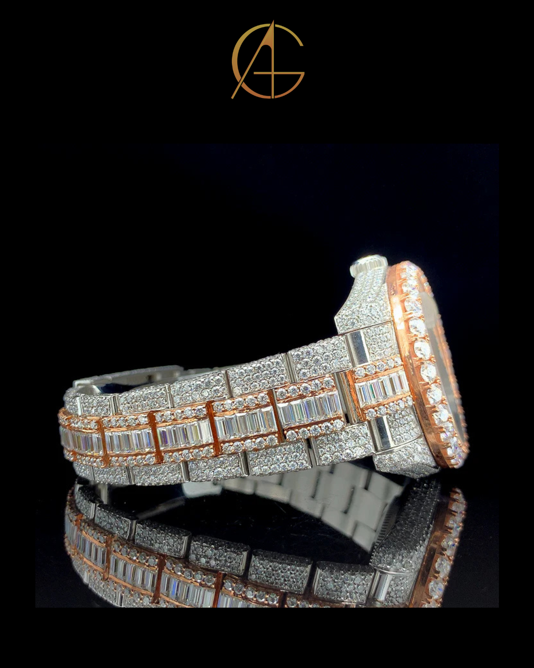 Rolex Rose Silver with Baguette Diamond Balt Watch Regular price