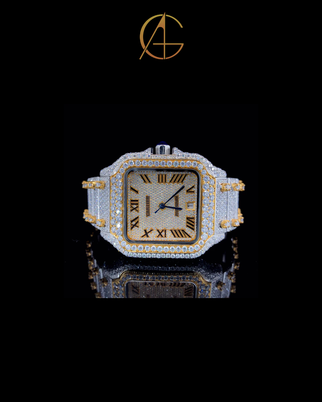 Cartier two-ton Gold Moissanite Diamond Watch