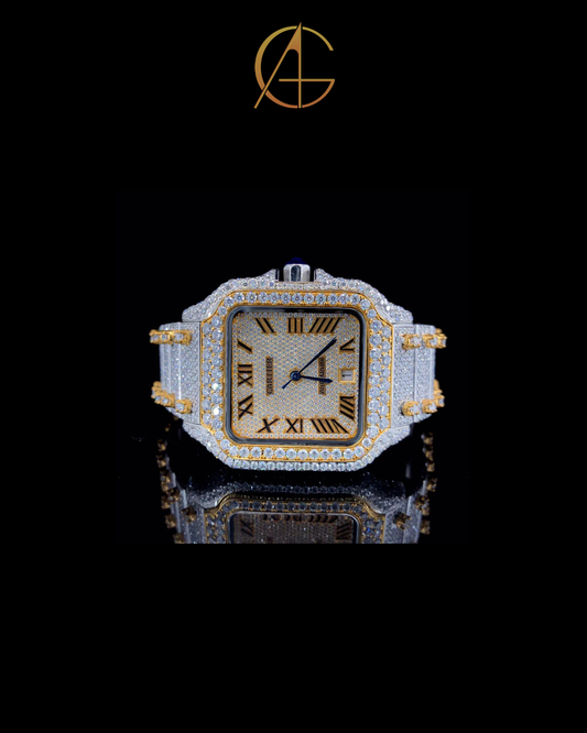 Cartier two-ton Gold Moissanite Diamond Watch