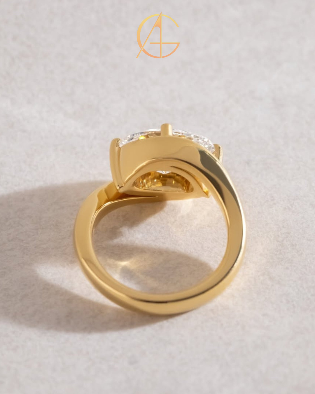 2.5 TCW Opulent Oval Moissanite Solitaire Ring with Sleek Bypass Gold Band and Minimalist High Polish Finish