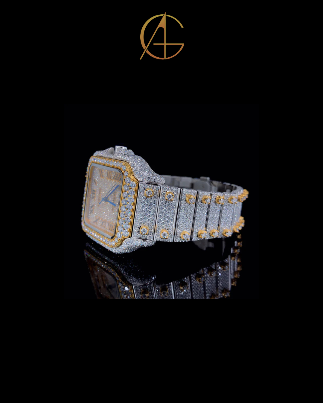 Cartier two-ton Gold Moissanite Diamond Watch