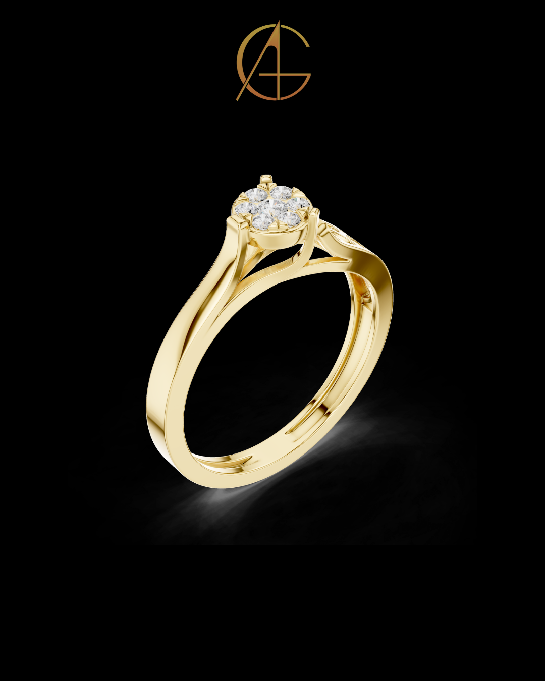 0.70 TCW Blossom Moissanite Diamond Cluster Ring with Intricate Openwork Band