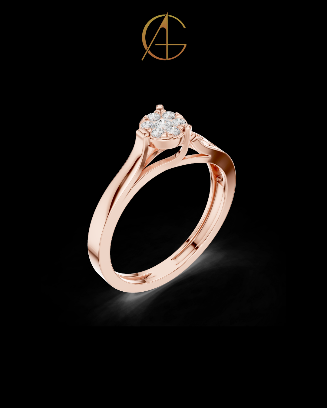 0.70 TCW Blossom Moissanite Diamond Cluster Ring with Intricate Openwork Band