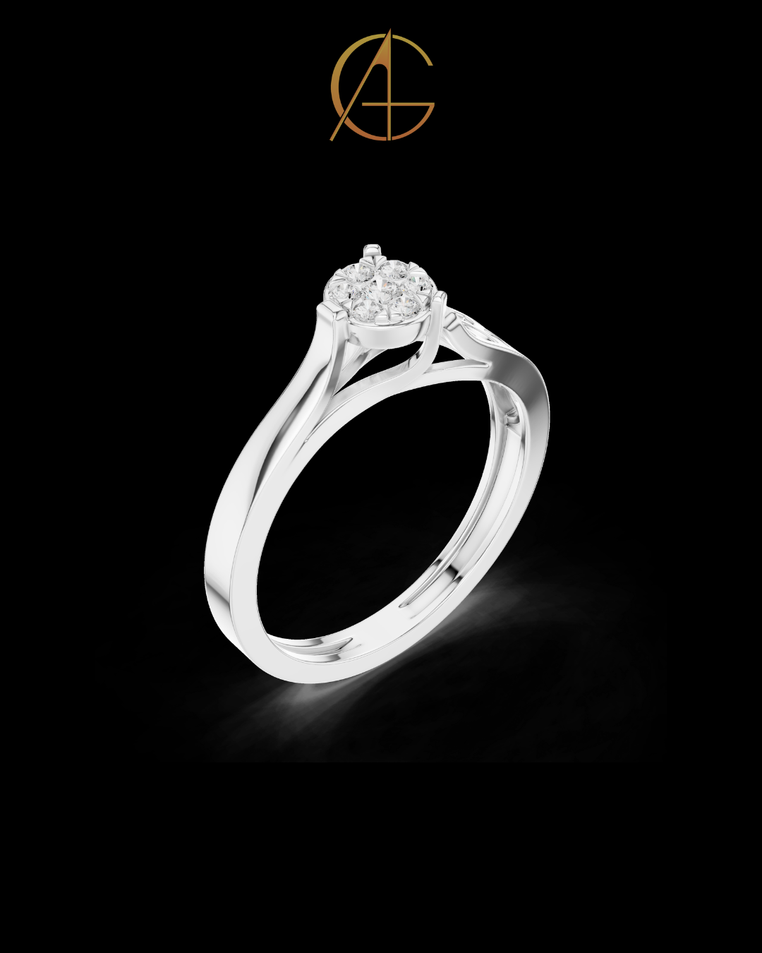 0.70 TCW Blossom Moissanite Diamond Cluster Ring with Intricate Openwork Band