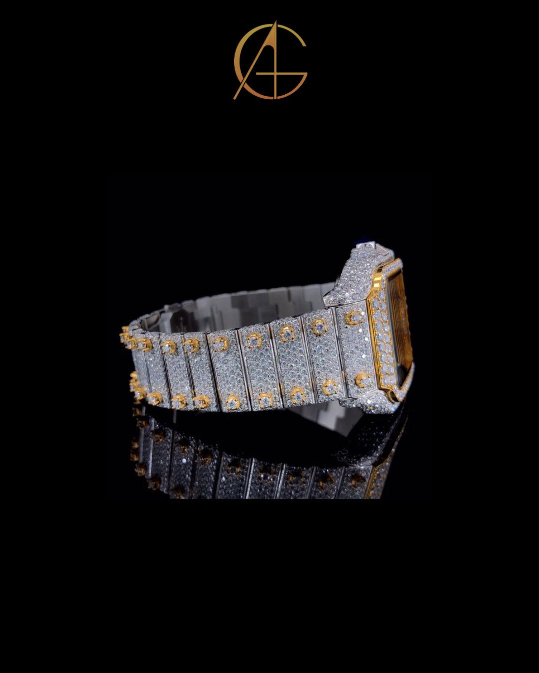 Cartier two-ton Gold Moissanite Diamond Watch