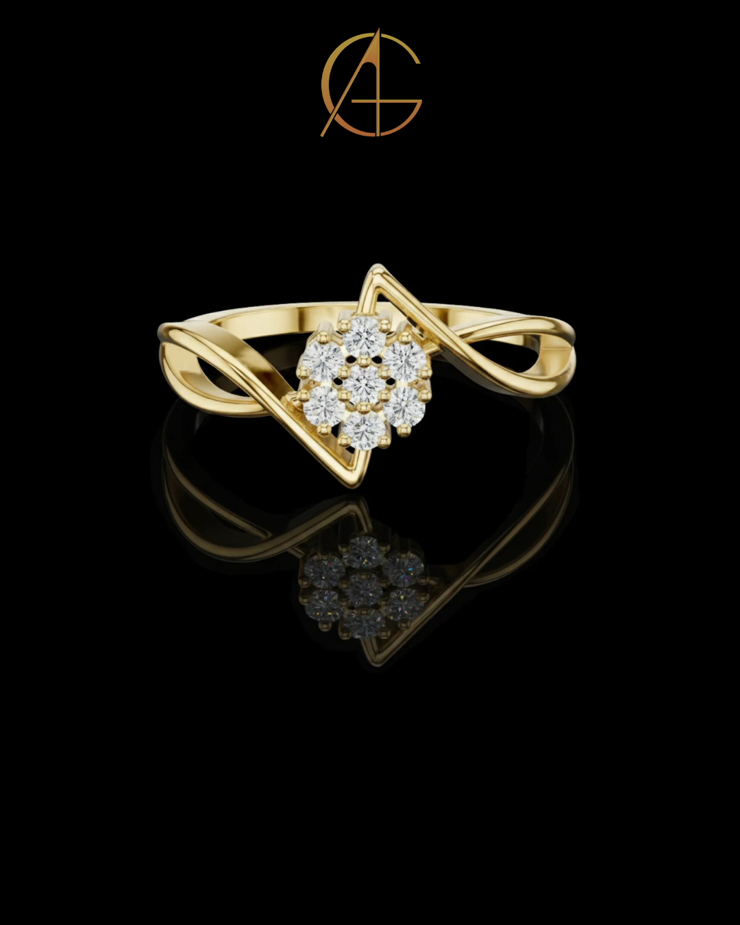 0.70 TCW Infinity Bloom Moissanite Diamond Cluster Ring with Twisted Open Band Design