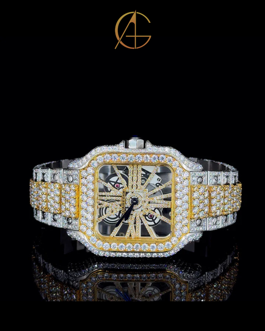Cartier Two-Tone With Skeleton Dial Moissanite Diamond Watch