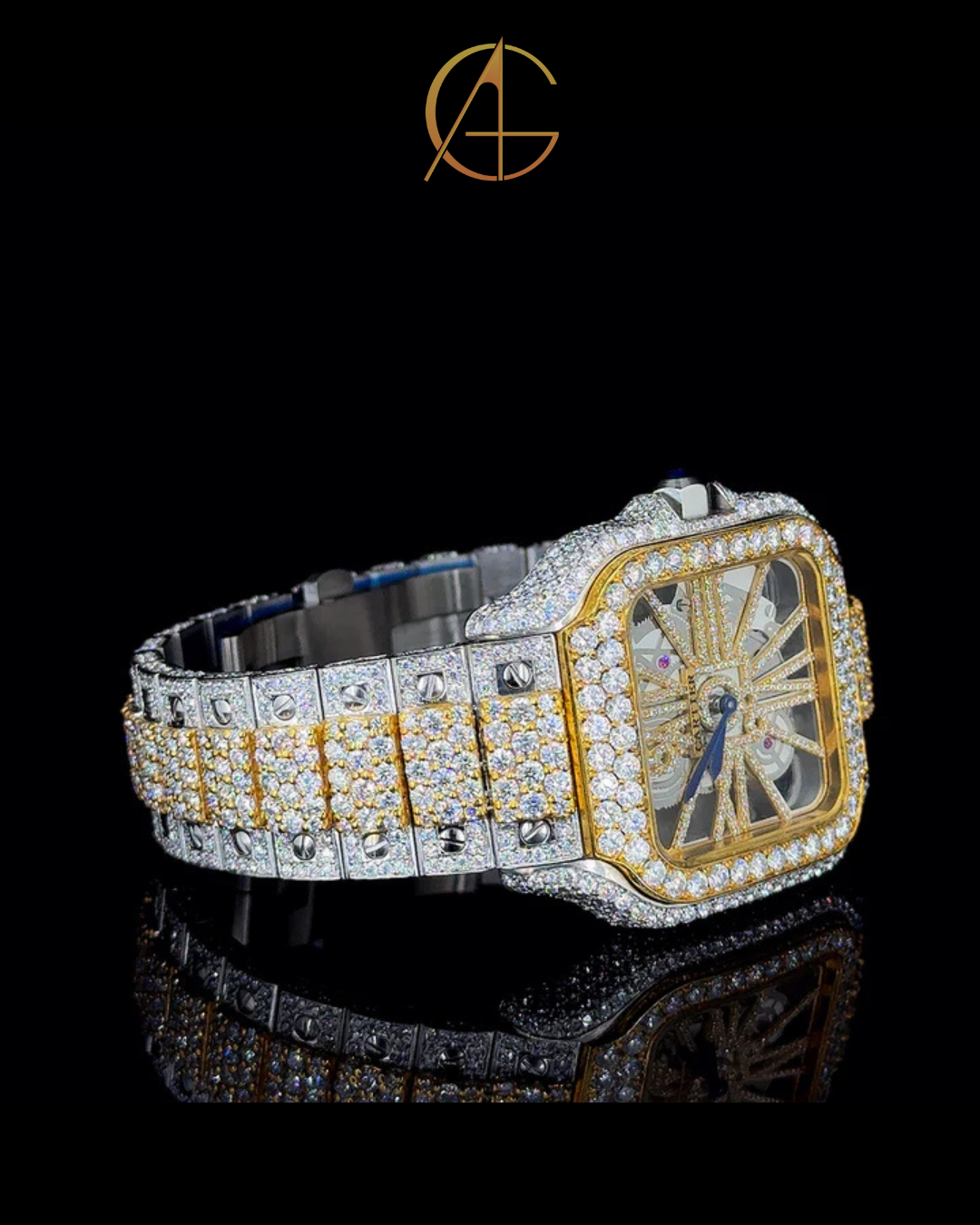 Cartier Two-Tone With Skeleton Dial Moissanite Diamond Watch