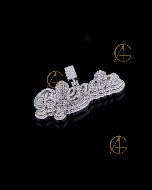 Three steps with Bugget and Round cut Daimonds Letter pandent with Moissonite Diamond by Auren