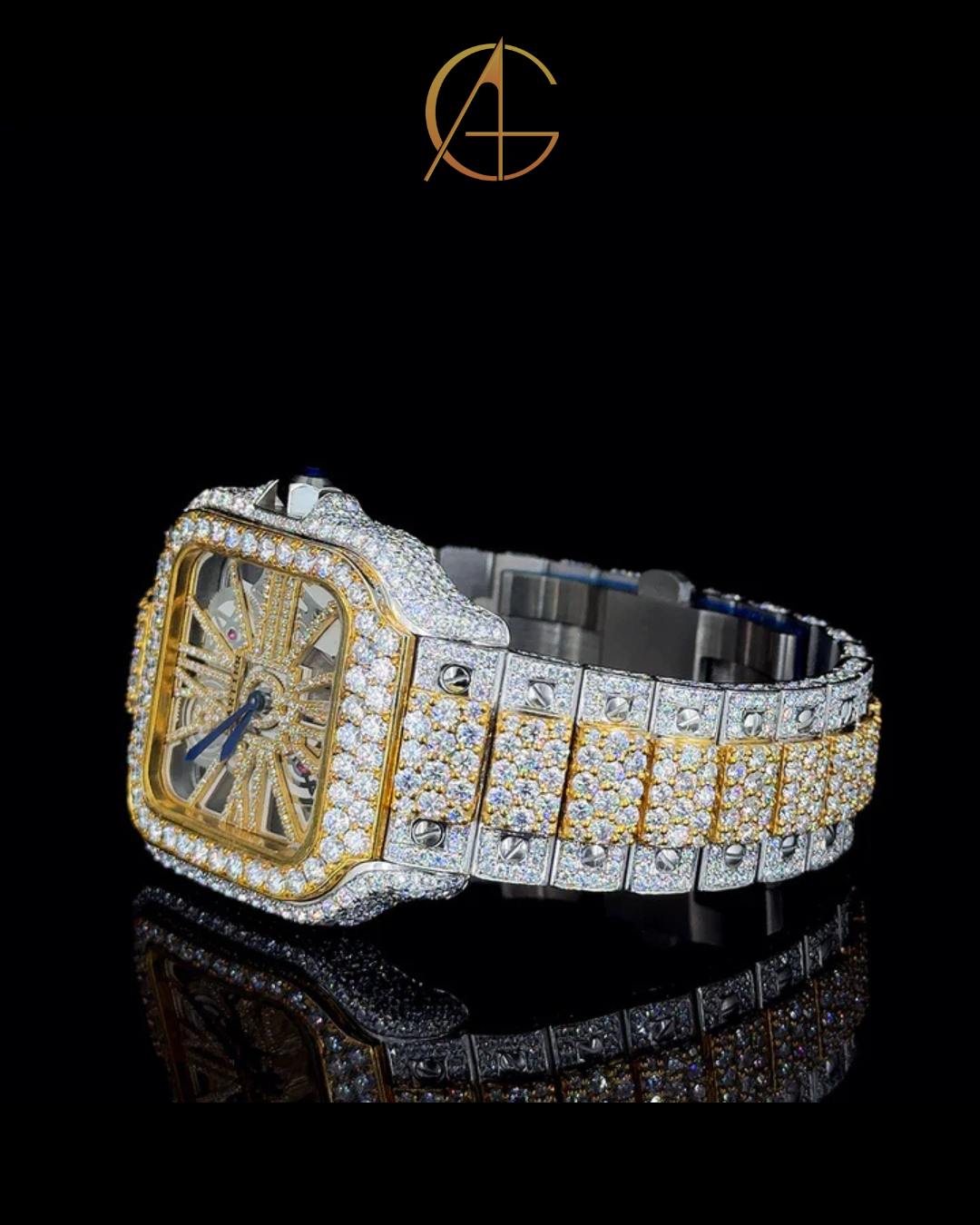 Cartier Two-Tone With Skeleton Dial Moissanite Diamond Watch