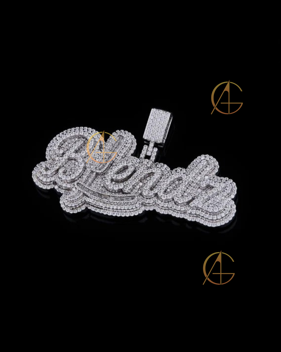 Three steps with Bugget and Round cut Daimonds Letter pandent with Moissonite Diamond by Auren