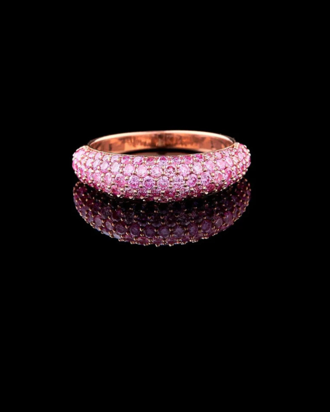 0.90 TCW Sophisticated Fancy Vivid Pink Rose Gold in Round Cut Moissanite Diamond Wedding Ring for Brides