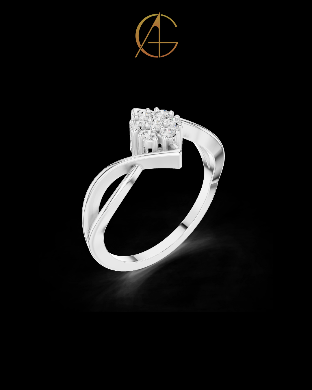 0.70 TCW Infinity Bloom Moissanite Diamond Cluster Ring with Twisted Open Band Design