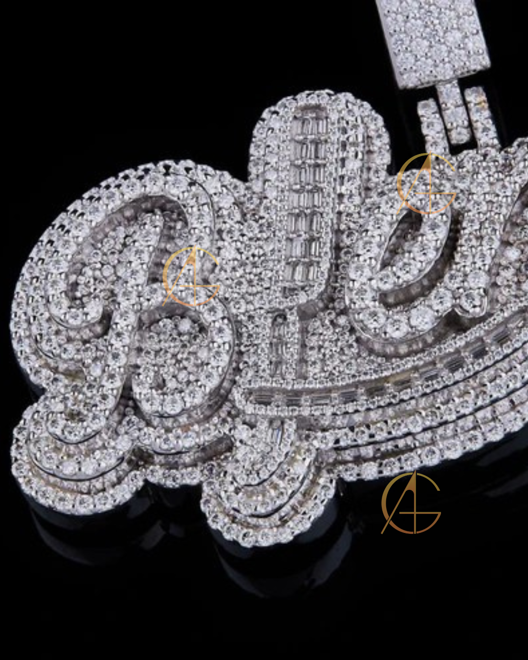 Three steps with Bugget and Round cut Daimonds Letter pandent with Moissonite Diamond by Auren