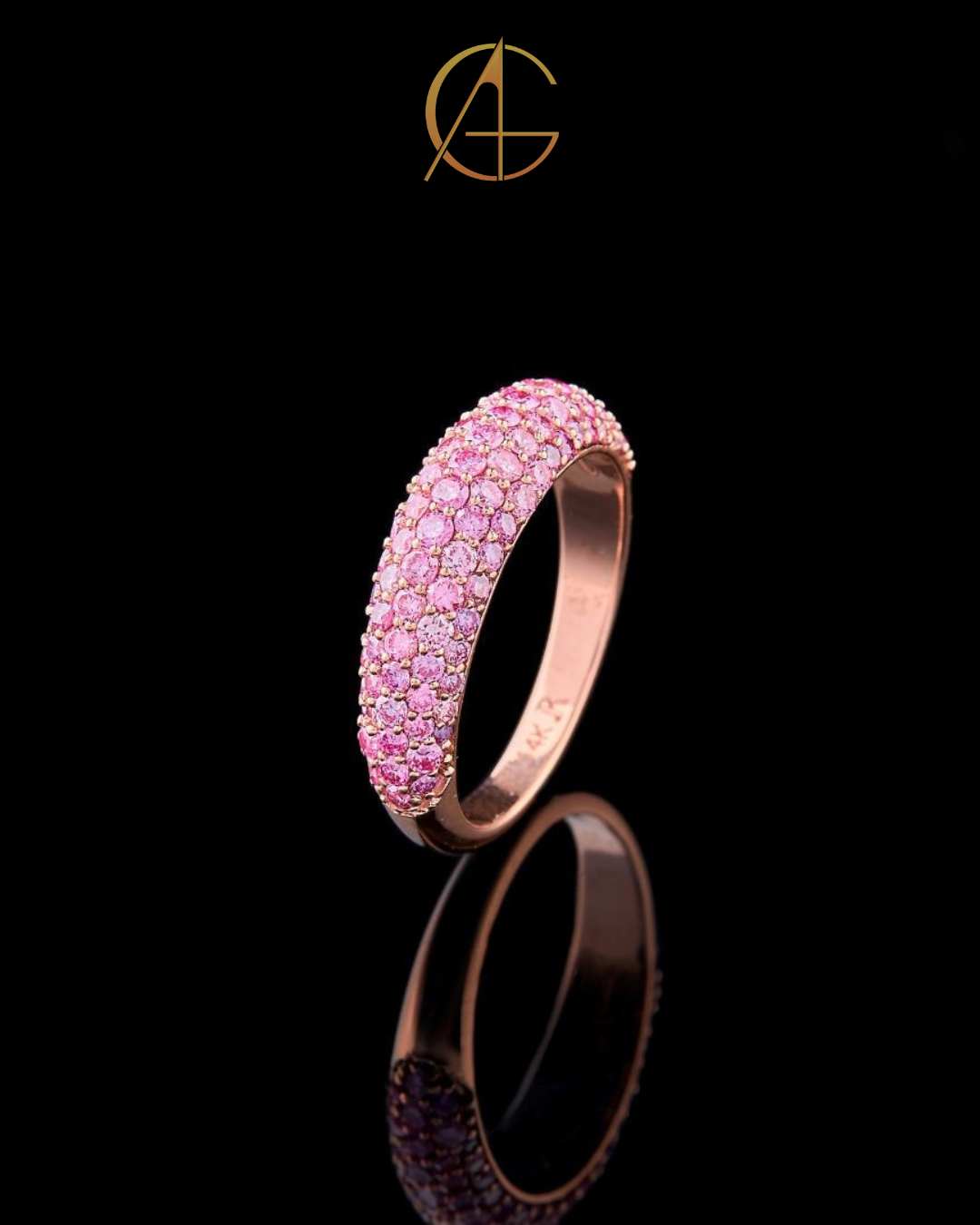 0.90 TCW Sophisticated Fancy Vivid Pink Rose Gold in Round Cut Moissanite Diamond Wedding Ring for Brides