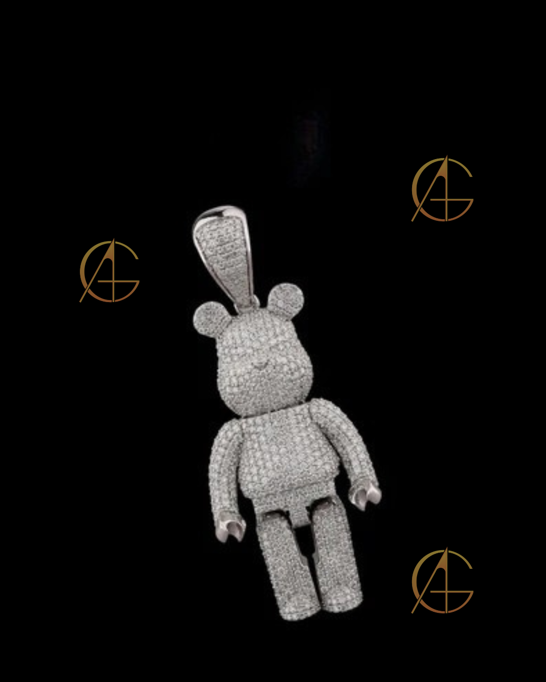 Custom Teddy Bear Pendant VVS Moissanite Diamond Jewelry Gift