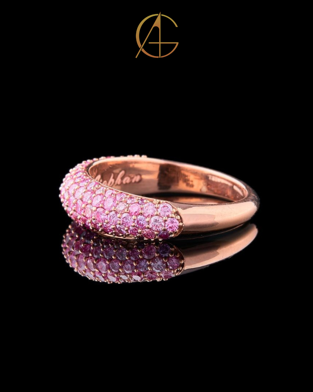 0.90 TCW Sophisticated Fancy Vivid Pink Rose Gold in Round Cut Moissanite Diamond Wedding Ring for Brides