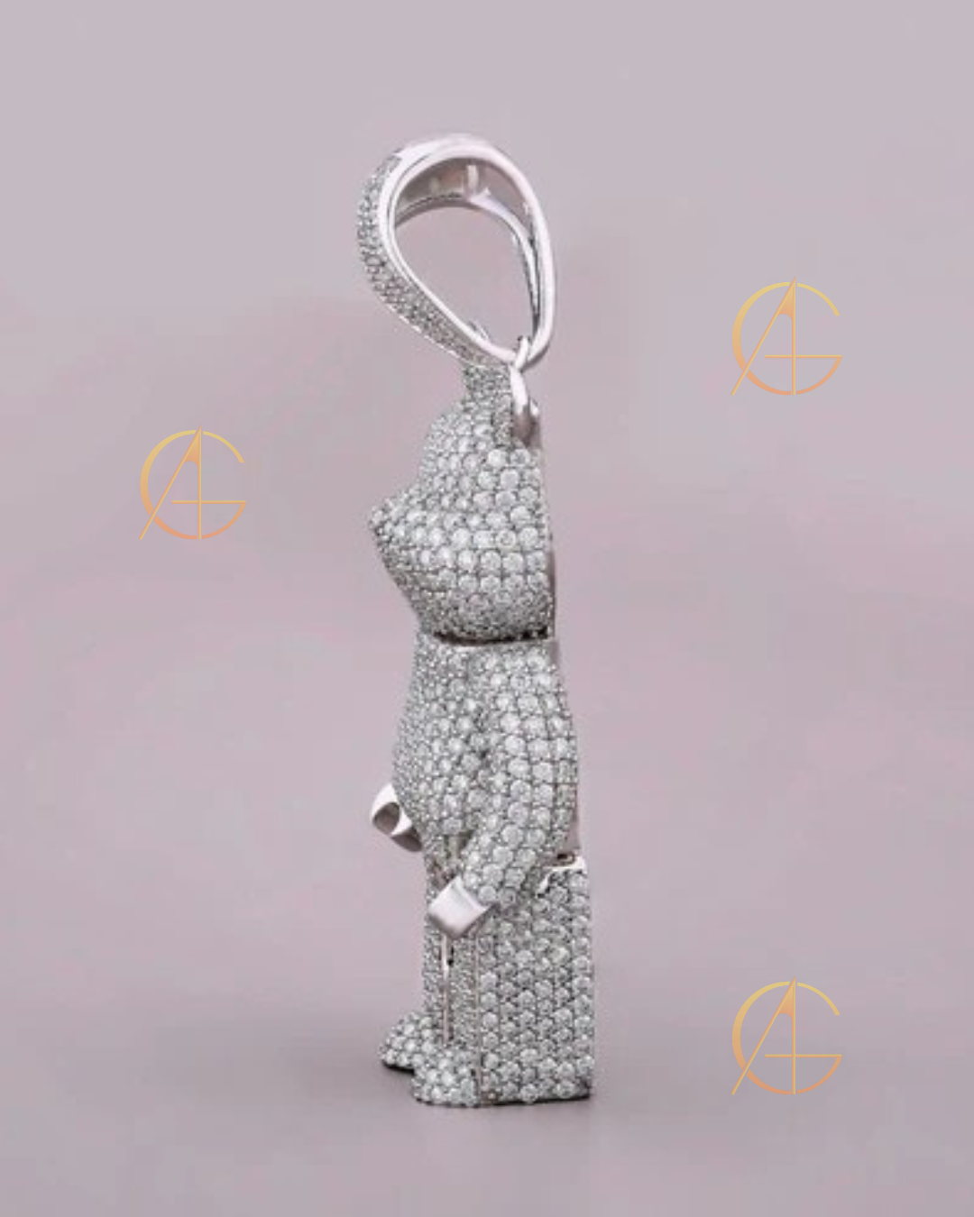 Custom Teddy Bear Pendant VVS Moissanite Diamond Jewelry Gift