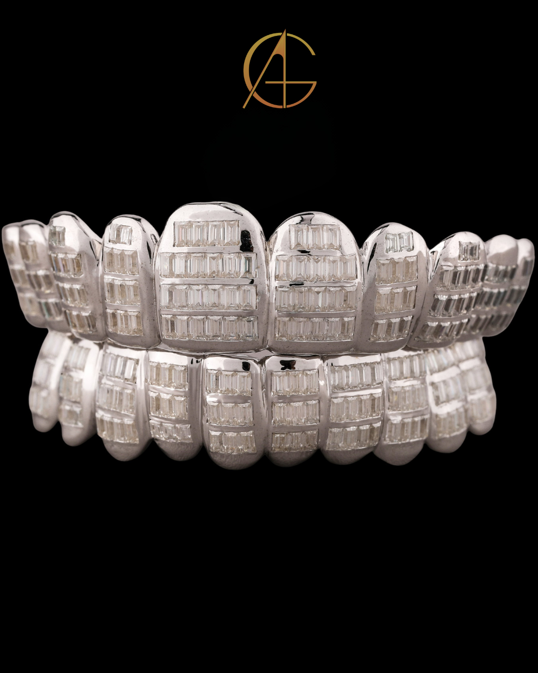 Hip Hop Grillz Jewelry - Custom Baguette Moissanite Diamond Gold/Silver Teeth