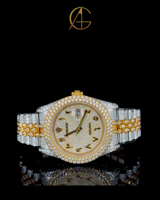 Rolex Two Tone Jubilee belt With Arabic Dial Moissanite Diamond Watch