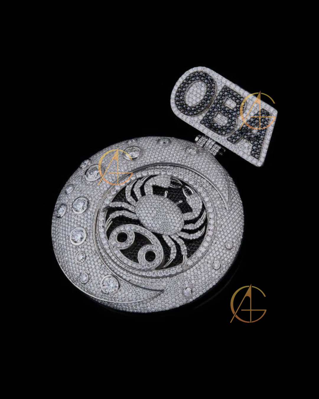 Unique Design Black and White Moissonite Diamond Pandant by Auren
