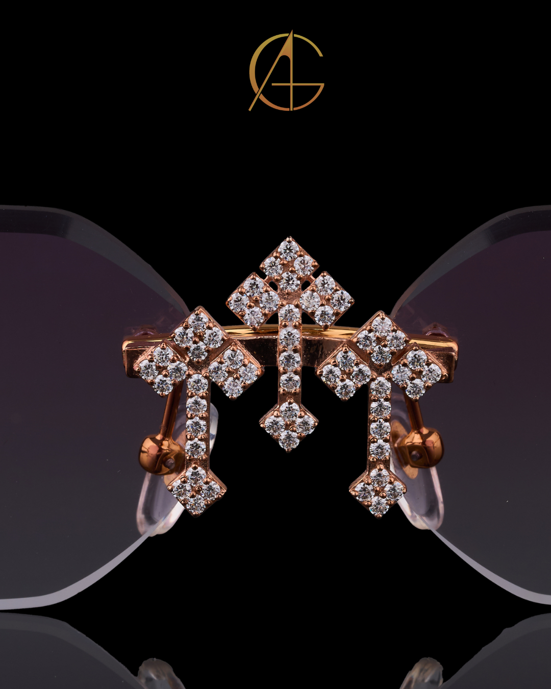 Designer Custom Diamond Sunglasses Gold Frame Statement Style